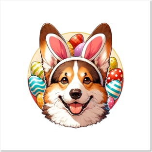 Pembroke Welsh Corgi Enjoys Easter with Bunny Ears Posters and Art